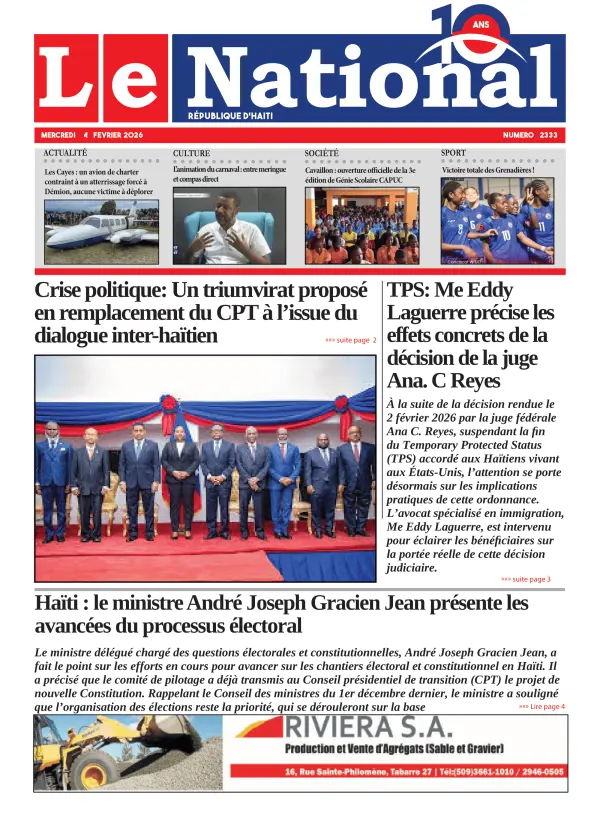 Une de l'édition 2333