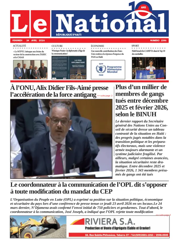 Une de l'édition 2386