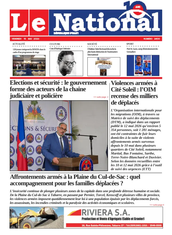Une de l'édition 2400