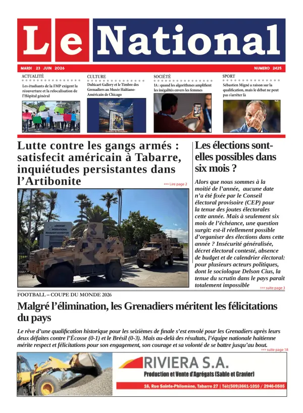 Une de l'édition 2425